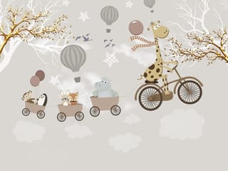 Fototapeta Żyrafa na rowerze z przyczepkami