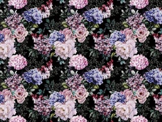 Fototapeta Kwiatowy wzór z różami i hortensjami