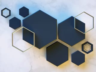 Fototapeta Ciemne sześciokąty na marmurze