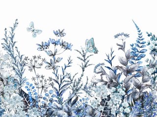 Fototapeta Niebieskie Kwiaty na Białym Tle