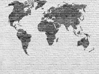 Fototapeta Mapa świata na ceglanej ścianie