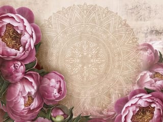 Fototapeta Bukiet Różowych Piwonii z Mandalą
