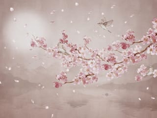 Fototapeta Sakura i Góry nad Wodą