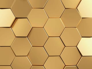 Fototapeta Złote sześciokąty 3D