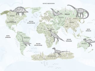 Fototapeta Mapa świata z dinozaurami