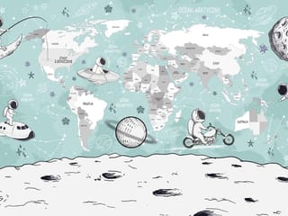 Fototapeta Astronauci i mapa świata