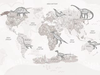 Fototapeta Mapa świata z dinozaurami dla dzieci