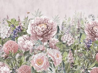 Fototapeta Piwonie w ogrodzie pełnym kwiatów