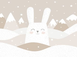 Fototapeta Uśmiechnięty królik w górach