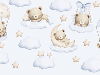 Fototapeta Misie na chmurkach i księżycu