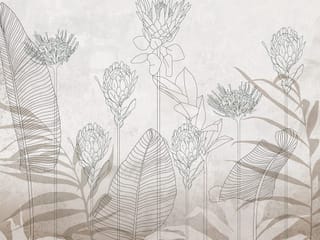 Fototapeta Kwiaty i liście w stylu linearnym ( kod: 27056 ) Fototapeta Kwiaty i liście w stylu linearnym