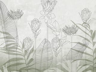 Fototapeta Kwiaty i liście w delikatnej linii ( kod: 27062 ) Fototapeta Kwiaty i liście w delikatnej linii