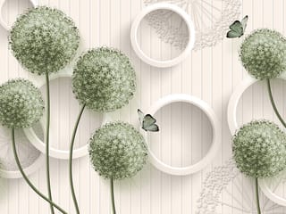 Fototapeta Kwiaty 3D z białymi okręgami