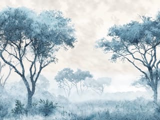 Fototapeta Drzewa w mglistym krajobrazie