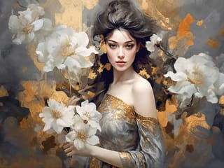 Fototapeta Kobieta w sukni z kwiatami