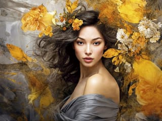 Fototapeta Kobieta z Kwiatami we Włosach