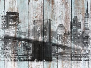 Fototapeta Ilustracje miast – most na tle miejskiej panoramy