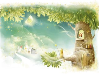 Fototapeta Domek na drzewie z postaciami