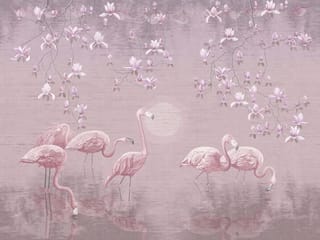 Fototapeta Flamingi w wodzie z magnoliami