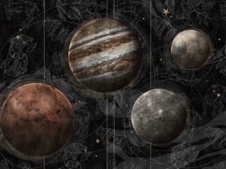 Fototapeta Planety – cztery planety na tle ciemnego nieba pełnego gwiazd
