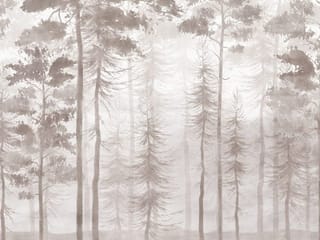 Fototapeta Leśne drzewa w mglistej aurze
