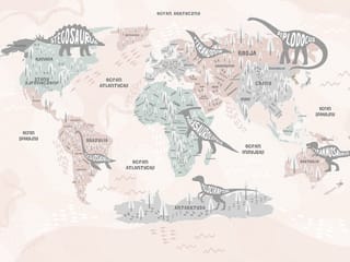Fototapeta Mapa świata z dinozaurami dla dzieci ( mpn: 8266 ) Fototapeta Mapa świata z dinozaurami dla dzieci