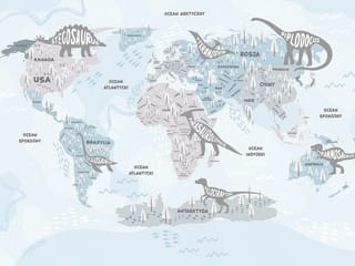 Fototapeta Mapa świata z dinozaurami ( mpn: 8296 ) Fototapeta Mapa świata z dinozaurami