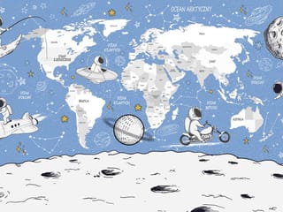 Fototapeta Astronauci i mapa świata dla dzieci