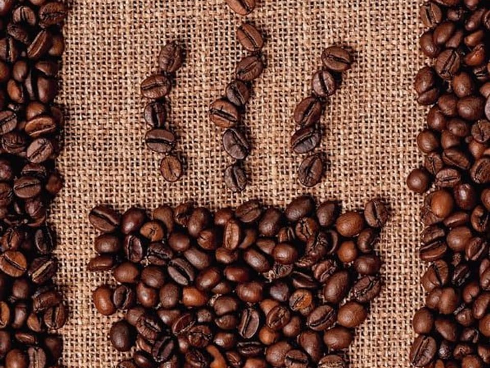 Fototapeta Kubek z parą z ziaren kawy