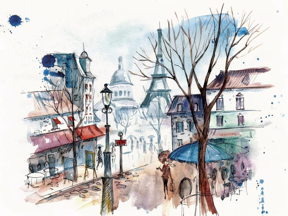 Fototapeta Spokojna uliczka z czerwonymi dachami