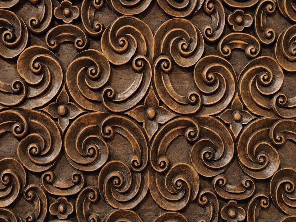 Fototapeta Drewniane ornamenty roślinne