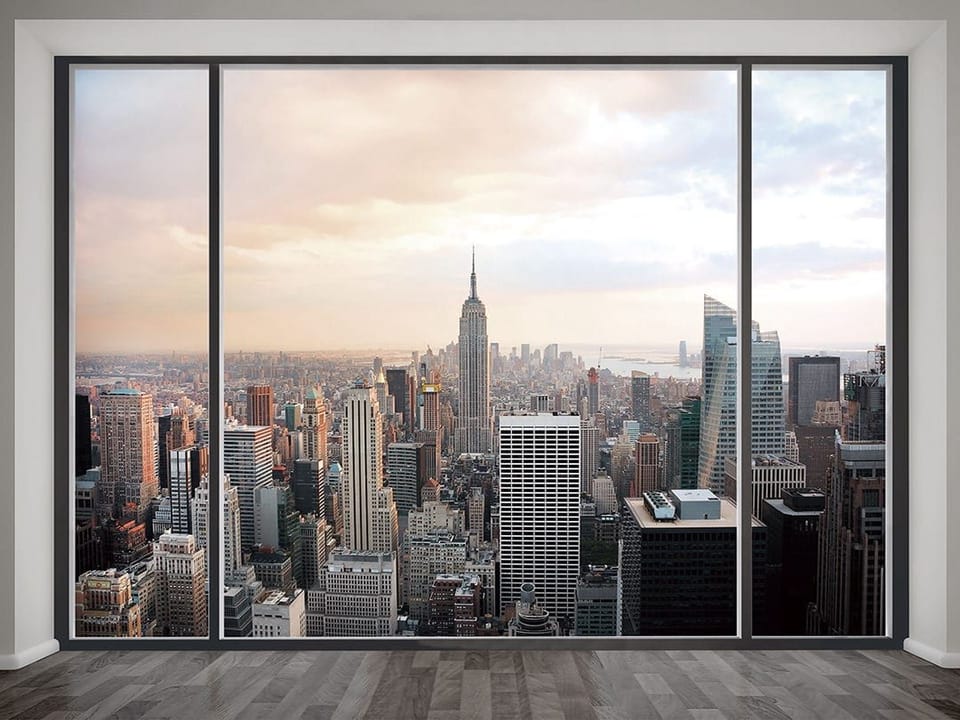 Fototapeta Panorama miasta przez okno