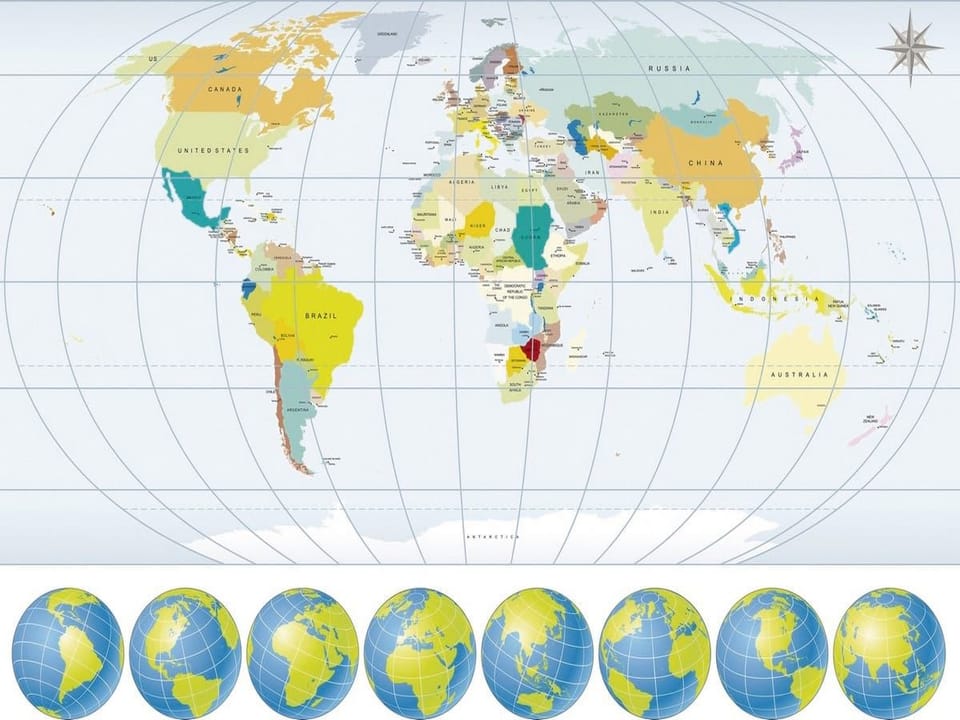 Fototapeta Kolorowa mapa świata z krajami