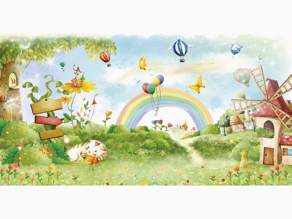 Fototapeta Bajkowy krajobraz z tęczą