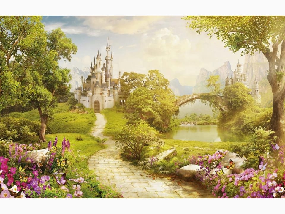 Fototapeta Zamek na wzgórzu z mostem