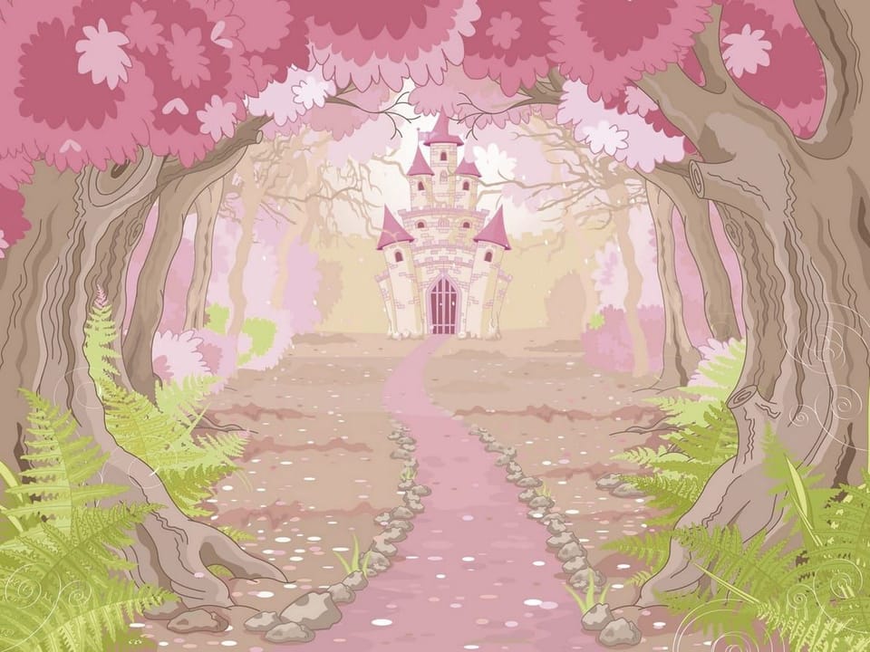 Fototapeta Zamek w różowym lesie