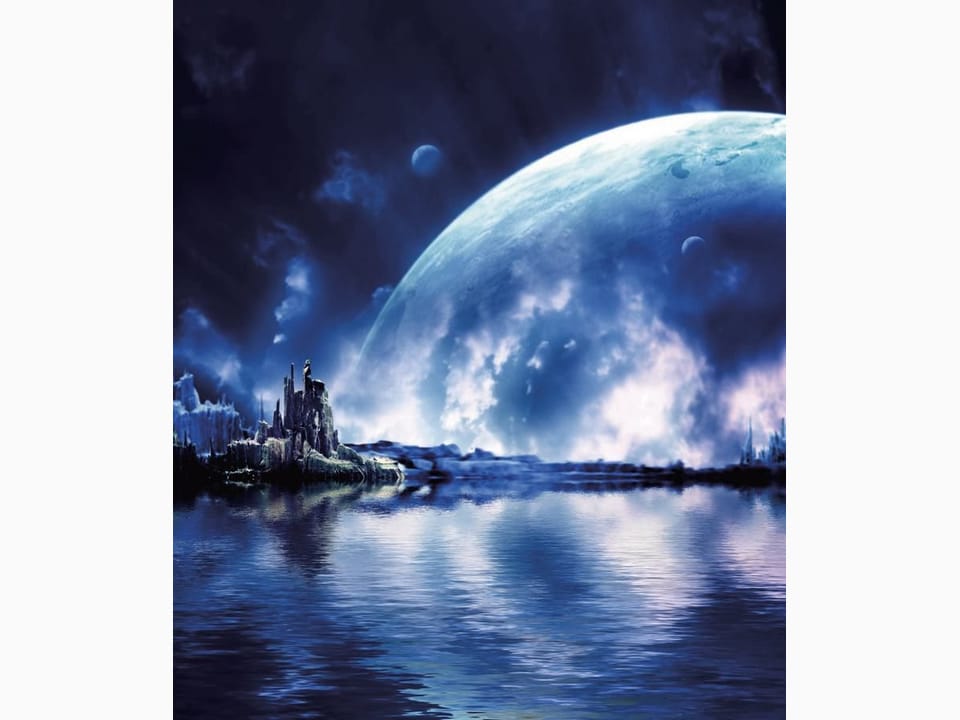 Fototapeta Nocne niebo z wielką planetą na wymiar