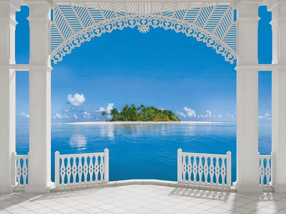 Fototapeta Widok na tropikalną wyspę z tarasu