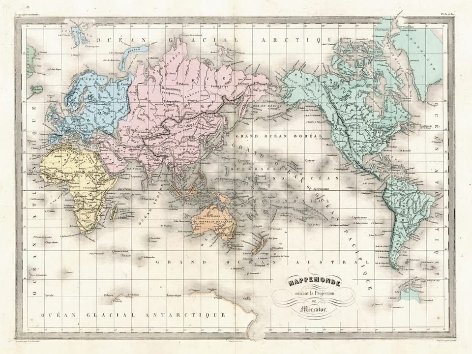 Fototapeta Stara mapa świata z kontynentami na wymiar