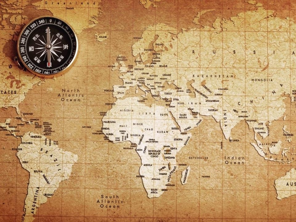 Fototapeta Stara mapa świata z kompasem na wymiar