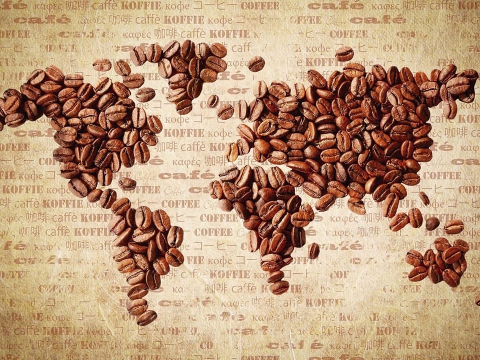 Fototapeta Mapa świata z ziaren kawy