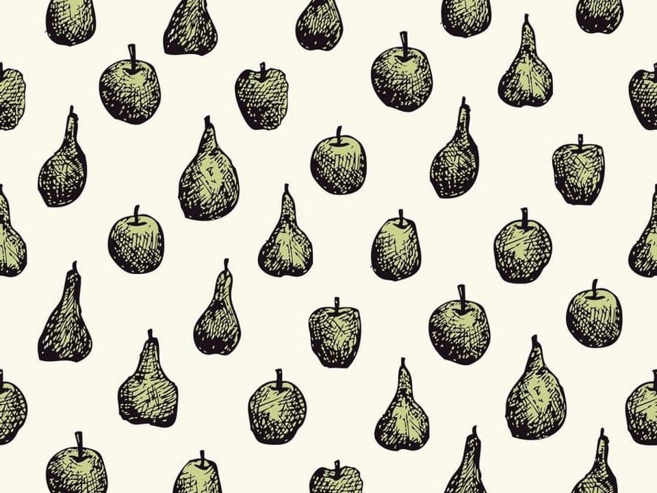 Fototapeta Jabłka i gruszki na jasnym tle