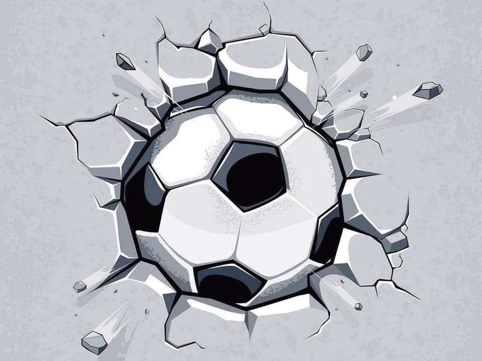 Fototapeta Piłka nożna przebijająca ścianę