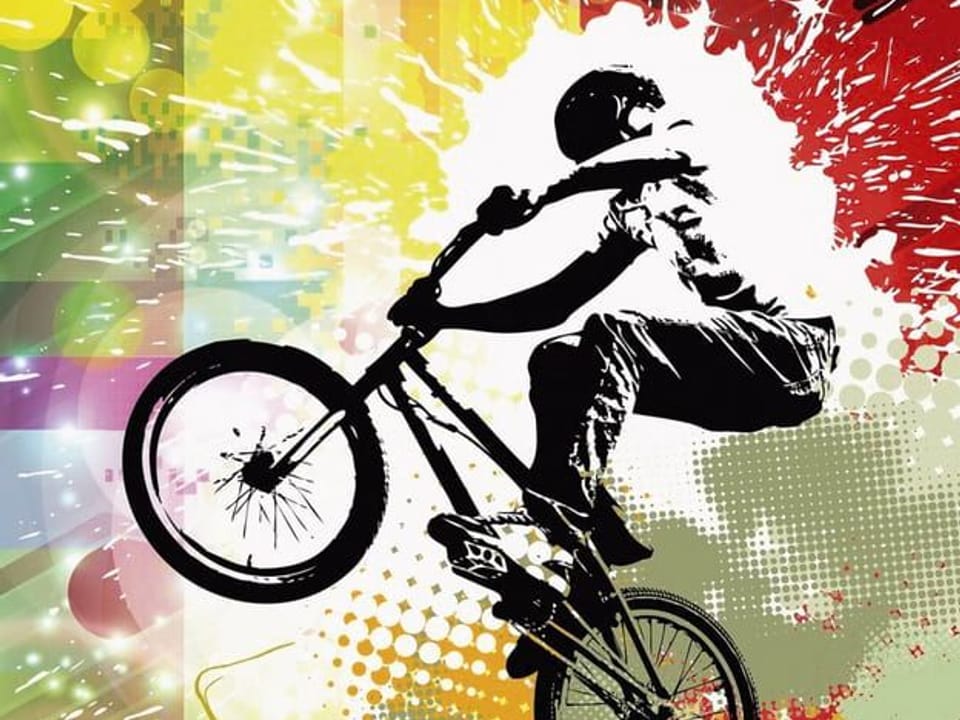 Fototapeta Abstrakcyjne graffiti z rowerzystą