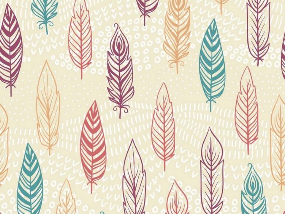 Fototapeta Kolorowe pióra na beżowym tle