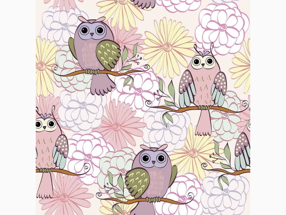 Fototapeta Sowy na Gałęziach w Pastelach