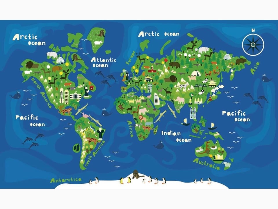 Fototapeta Mapa świata dla dzieci z ikonami