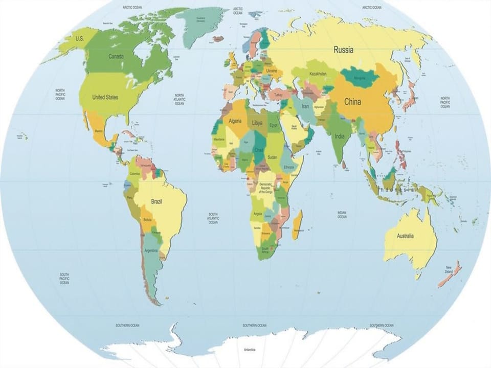 Fototapeta Kolorowa mapa świata z krajami na wymiar