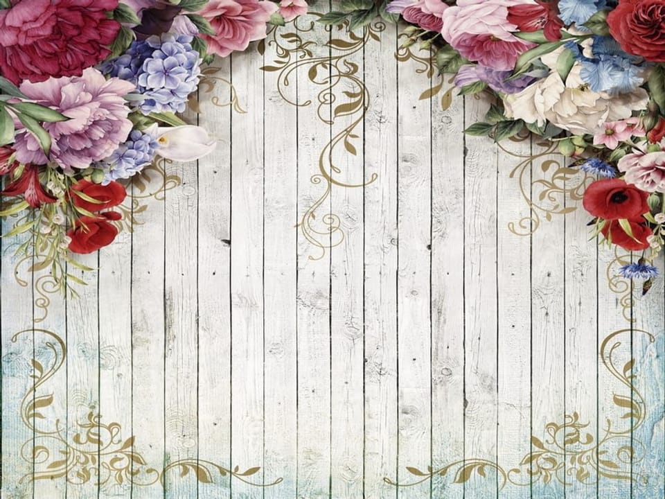 Fototapeta Kwiatowa dekoracja na desce