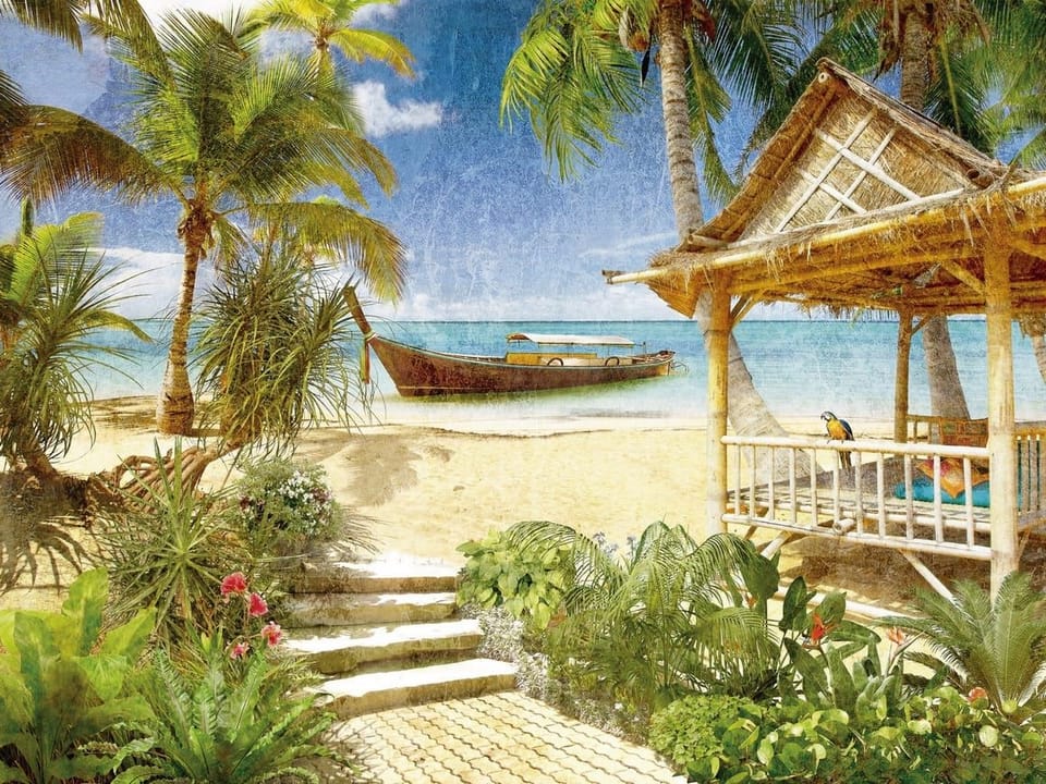 Fototapeta Altana na plaży z palmami